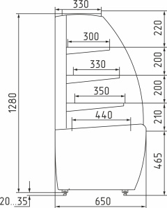 Витрина нейтральная Carboma K70 N 0,9-1 LIGHT 0011-9005