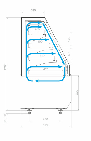 Горка холодильная Carboma KC70 VM 1,3-2 STANDARD 9005-0109 (скошенная боковина, версия 2.0)
