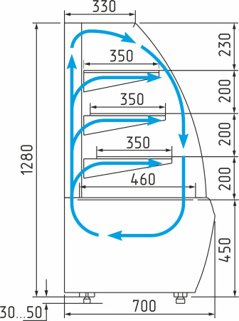Витрина кондитерская Carboma K70 VV 0,9-1 STANDARD 9006-9005 (ВХСв-0,9д Люкс ТЕХНО)