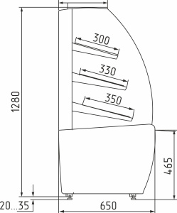 Витрина хлебная Carboma K70 N 0,9-2 LIGHT Bread 0011-9005 (без стекла)