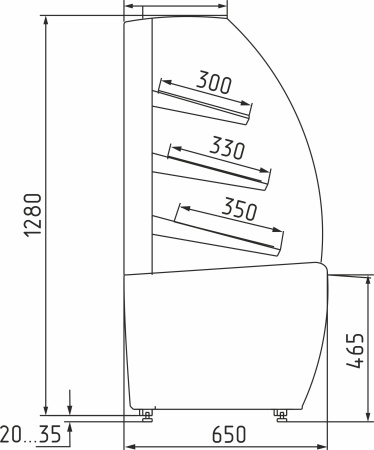 Витрина хлебная Carboma K70 N 0,9-1 LIGHT Bread 0012-0109 (со стеклом)