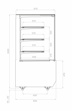 Витрина нейтральная Carboma KC70 N 1,3-1 LIGHT 9005-0109 (версия 2.0)